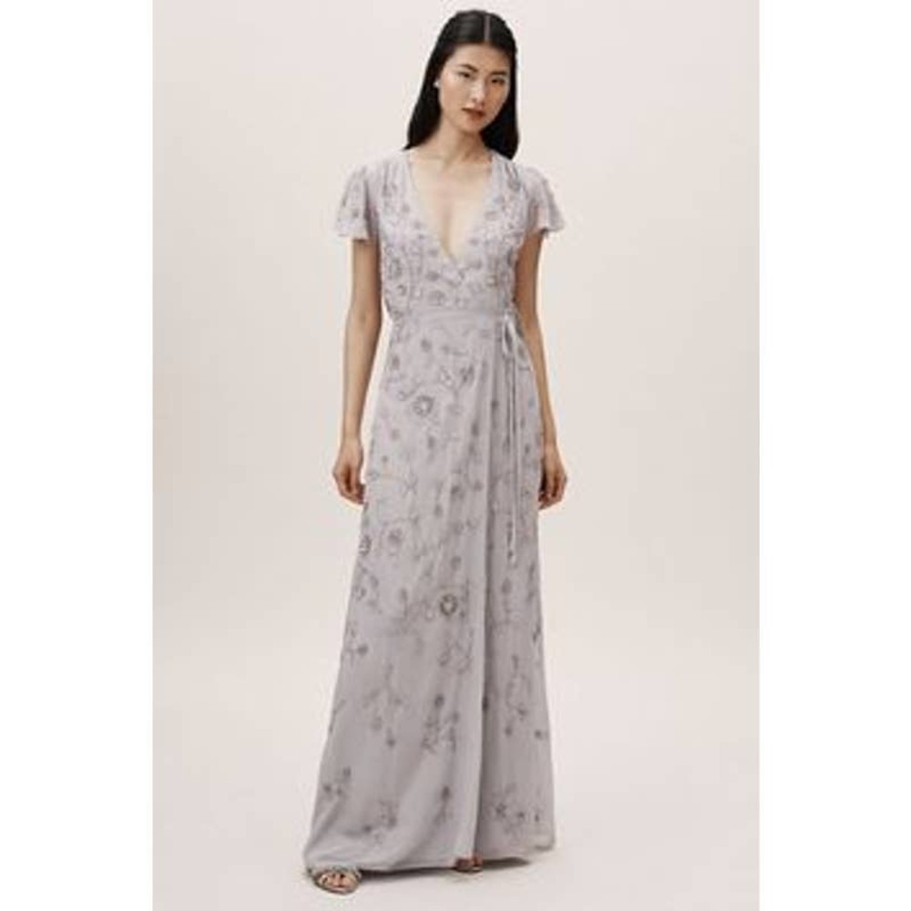 BHLDN Plymouth Wrap Dress Lavender Gray NEW - Picture 1 of 9